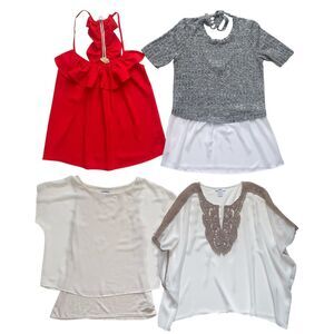 Lot of 4 Womens Spring Summer Shirts Tops Blouses Express Bar III BCBG Sz Small